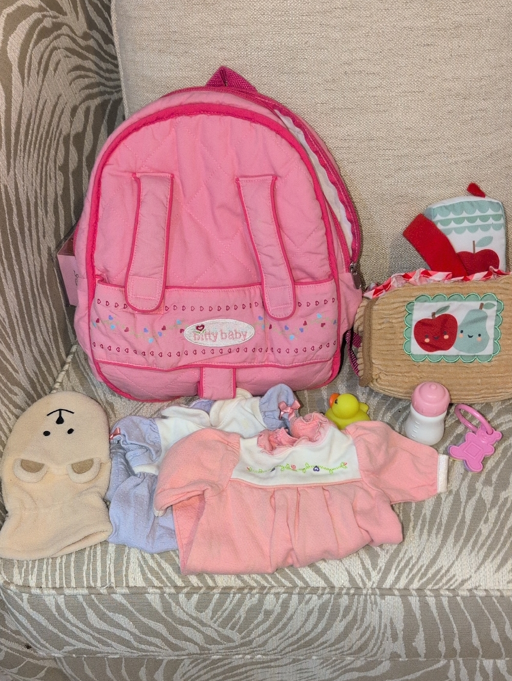 Pink 'Bitty baby' Kids Backpack and Toy Set Bundle